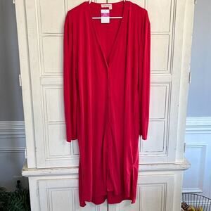 NWT Fresh Produce size 1X long stretch knit cardigan duster red